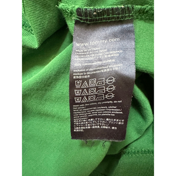 Tommy Hilfiger 90s Style Logo T-Shirt – Green Crew Neck Size L - Picture 7 of 8